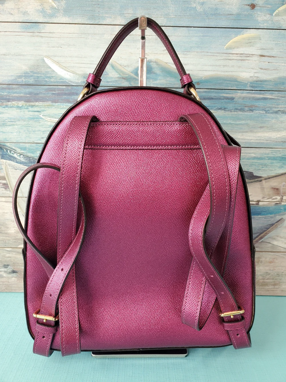 COACH JORDYN BACKPACK IN SIGNATURE CANVAS METALLIC BERRY/BROWN